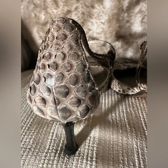 Stuart Weitzman for Mr. Seymor Vintage Snakeskin Strappy Heels - Picture 5 of 11